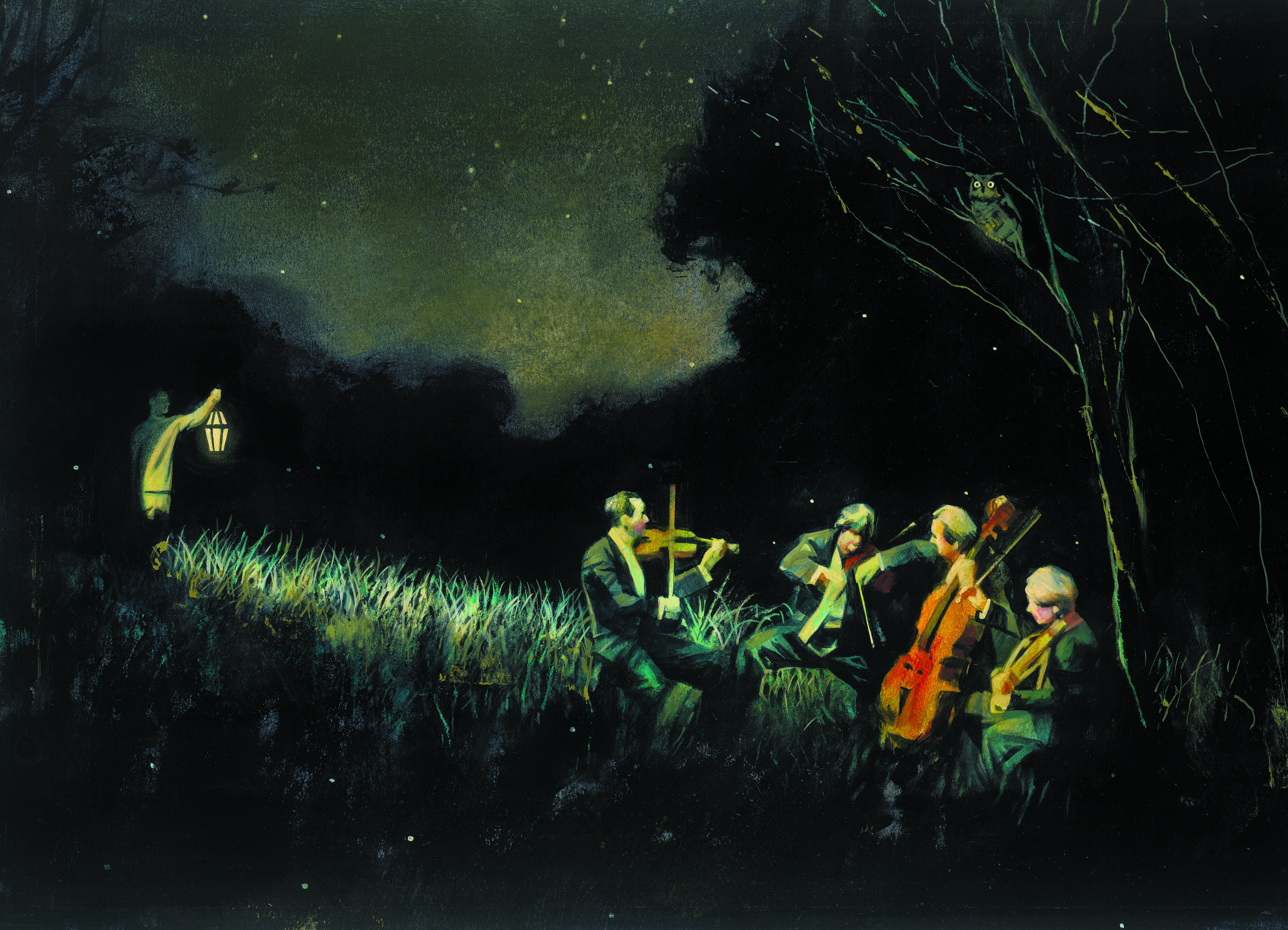 Takács Quartet painting by Mark Sofilas – commissioned for Musica Viva Australia 2008 Subscription Brochure.  
