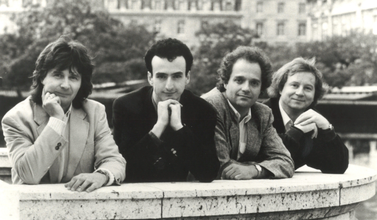 Takács Quartet 1994 L-r Károly Schranz, Edward Dusinberre, András Fejér, Gábor Ormai 